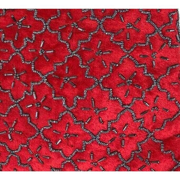 BOHO Handmade Crossbody Bag Red Velvet Handbag with Beadwork NNT - Picture 6 of 6